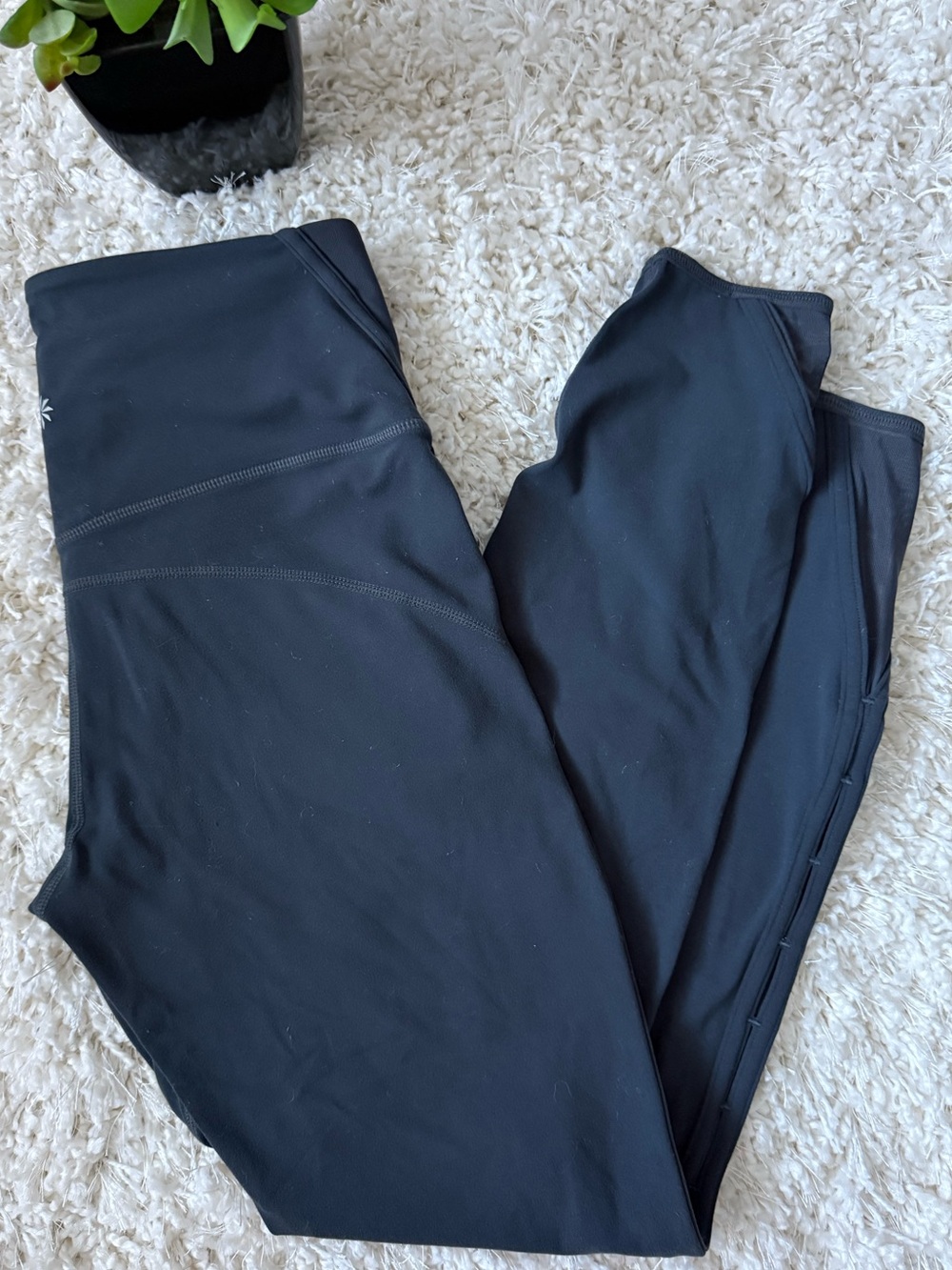 Athleta Black High-Waist Leggings w Leg Peekaboo Detail
